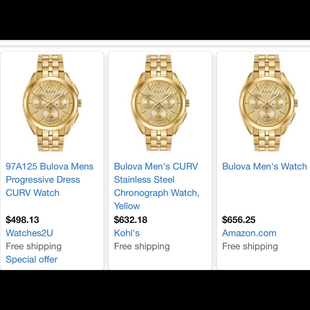 Bulova Curv Chronograph Gold Men's Watch 97A125 - Picture 8 of 8